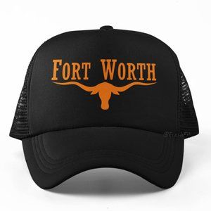 🆕Fort Worth Black Foam Trucker Hat Mesh Snapback Cap